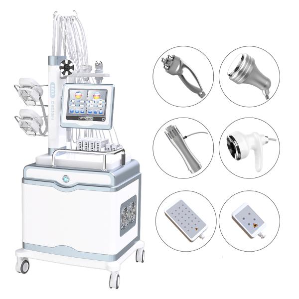Cryolipolysis Slimming Machine with Cryo Handles+Cavitation+Vacuum+RF+Lipolaser + Shockwave Beauty Equipment